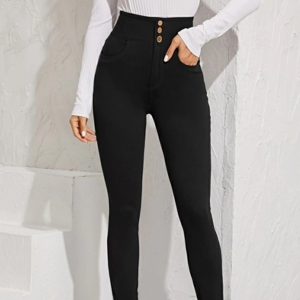 High rise black skinny jeans